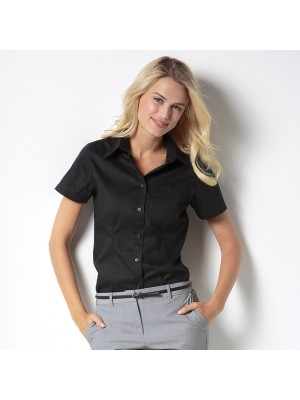 Plain Women's corporate pocket Oxford blouse short sleeved Kustom Kit 125 GSM